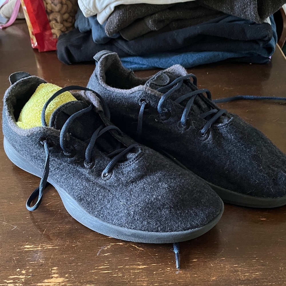 Allbirds Men's Charcoal Wool Lace-Up Sneakers with Yellow Insole